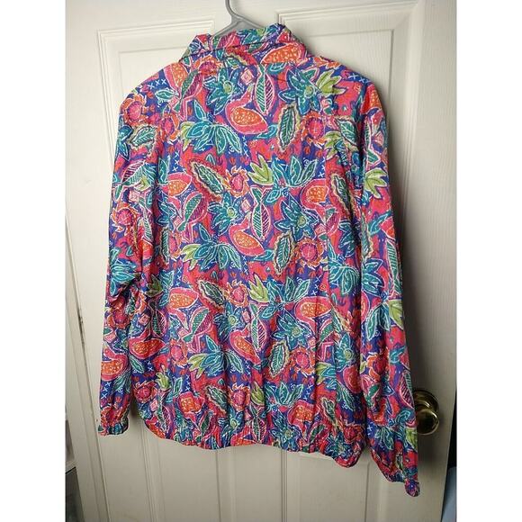 Sigrid Olsen Sport Woman M Jacket Bird Leaf Bright Design Fill Zip Pocket Lined - Picture 9 of 9